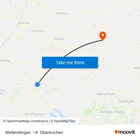 Wellendingen to Oberkochen map