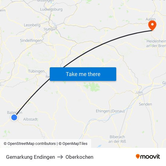 Gemarkung Endingen to Oberkochen map