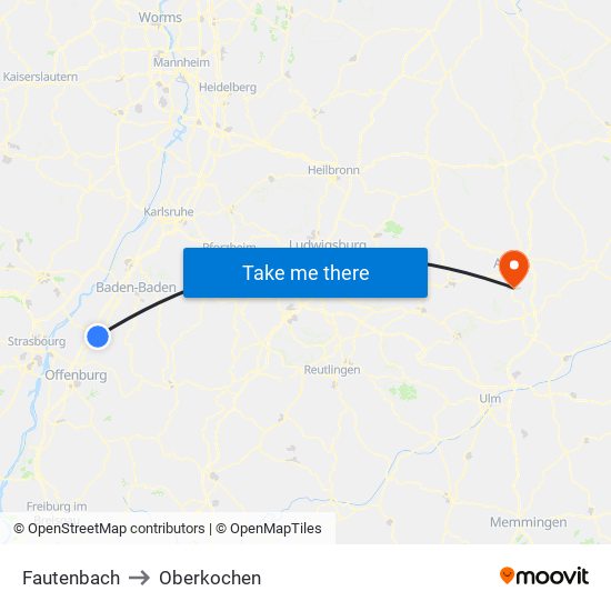 Fautenbach to Oberkochen map