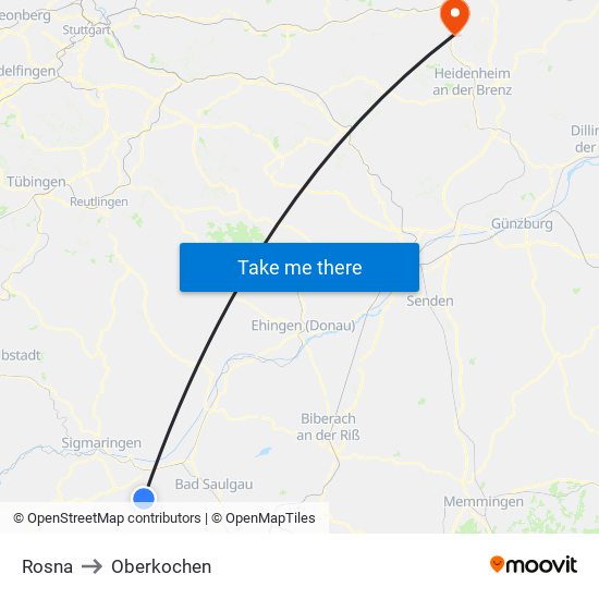 Rosna to Oberkochen map