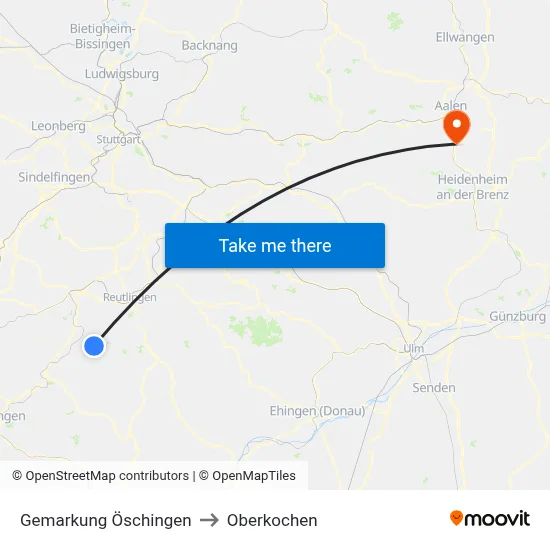 Gemarkung Öschingen to Oberkochen map