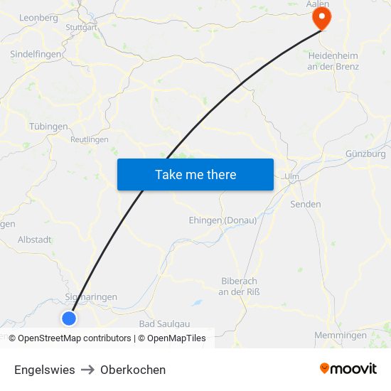 Engelswies to Oberkochen map