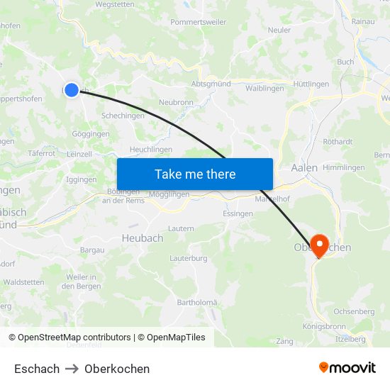 Eschach to Oberkochen map