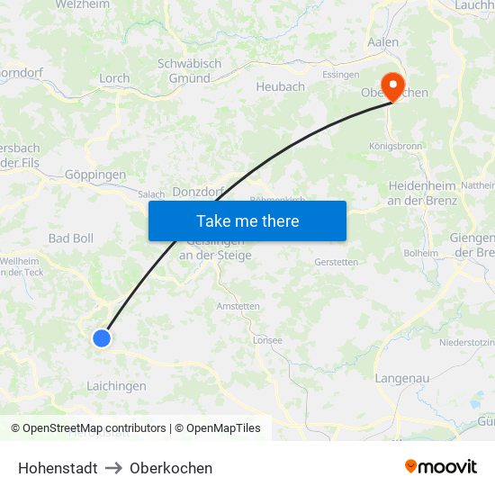 Hohenstadt to Oberkochen map
