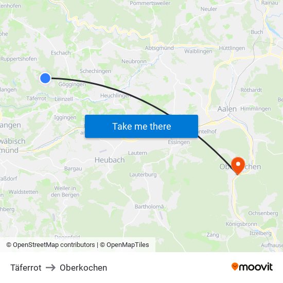 Täferrot to Oberkochen map