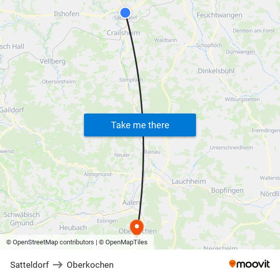 Satteldorf to Oberkochen map