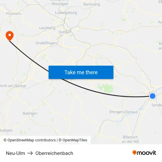 Neu-Ulm to Oberreichenbach map