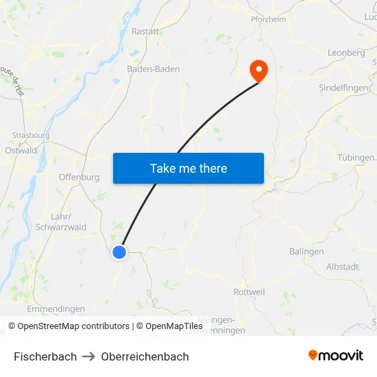 Fischerbach to Oberreichenbach map