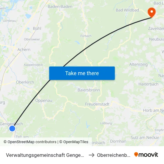 Verwaltungsgemeinschaft Gengenbach to Oberreichenbach map