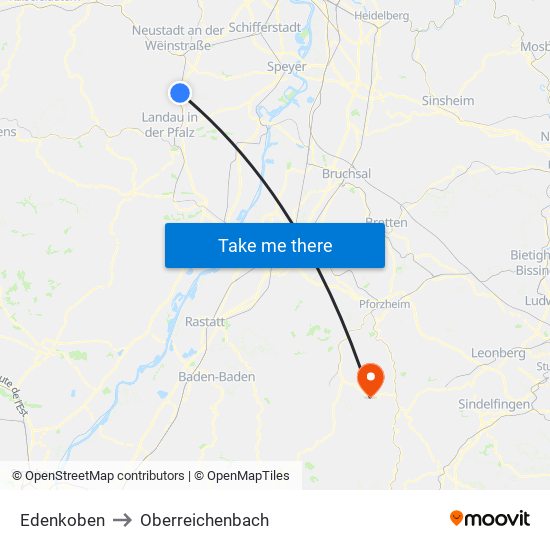 Edenkoben to Oberreichenbach map