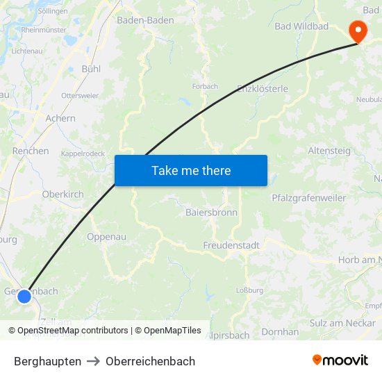 Berghaupten to Oberreichenbach map