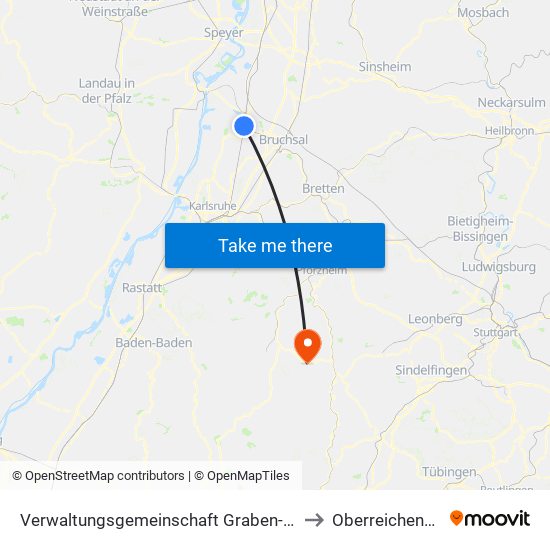 Verwaltungsgemeinschaft Graben-Neudorf to Oberreichenbach map