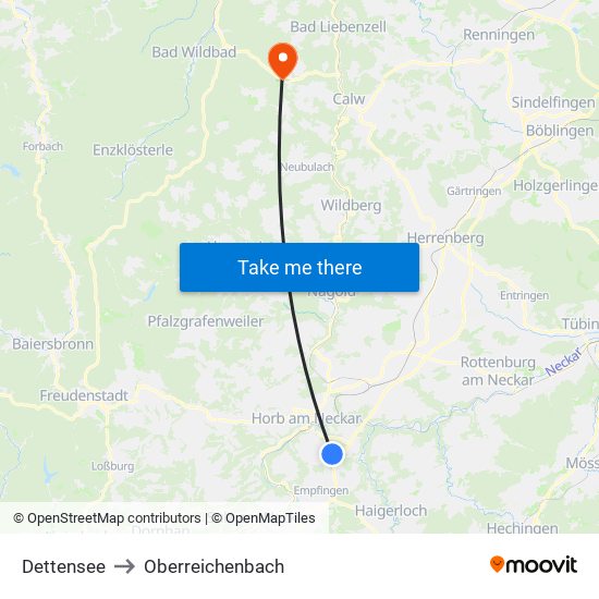 Dettensee to Oberreichenbach map