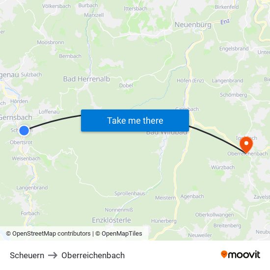 Scheuern to Oberreichenbach map