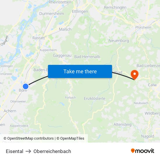 Eisental to Oberreichenbach map