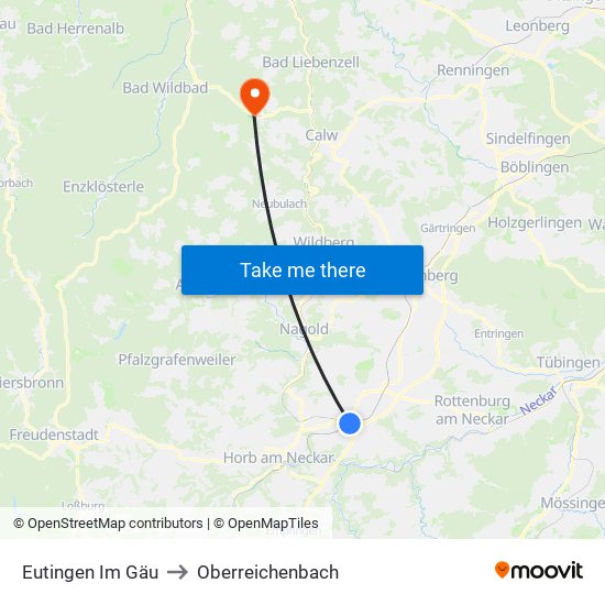 Eutingen Im Gäu to Oberreichenbach map