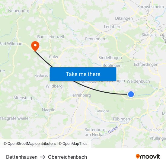 Dettenhausen to Oberreichenbach map