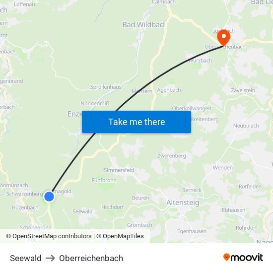 Seewald to Oberreichenbach map