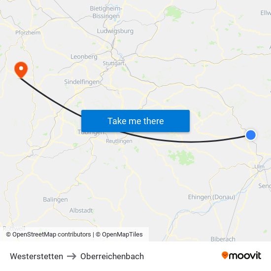 Westerstetten to Oberreichenbach map