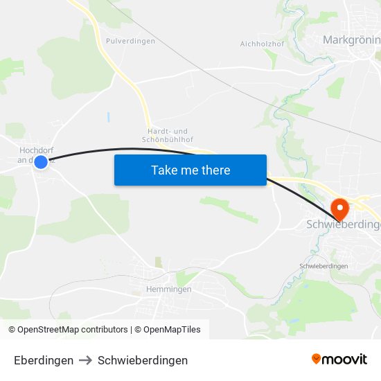 Eberdingen to Schwieberdingen map