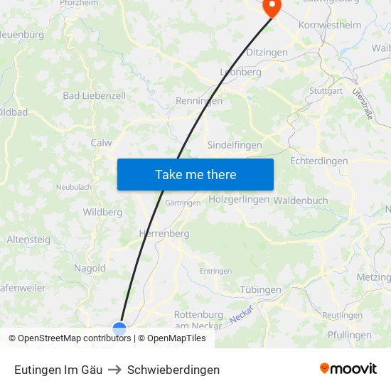 Eutingen Im Gäu to Schwieberdingen map