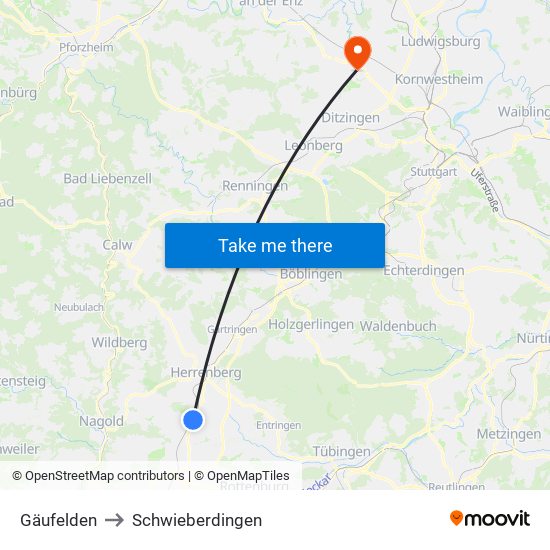 Gäufelden to Schwieberdingen map