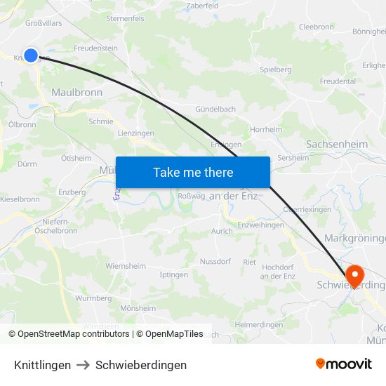 Knittlingen to Schwieberdingen map