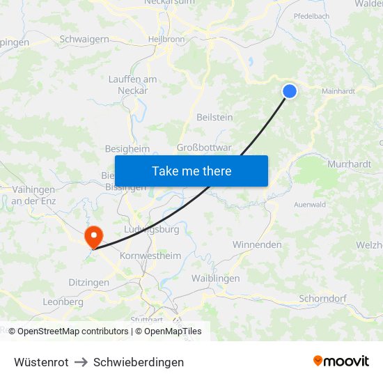 Wüstenrot to Schwieberdingen map