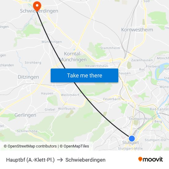 Hauptbf (A.-Klett-Pl.) to Schwieberdingen map