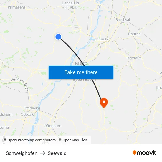 Schweighofen to Seewald map