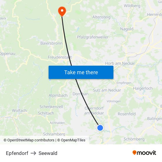 Epfendorf to Seewald map