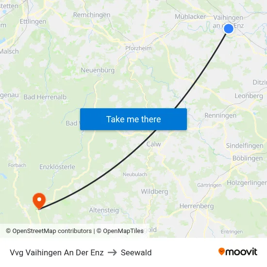 Vvg Vaihingen An Der Enz to Seewald map