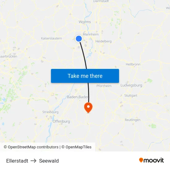 Ellerstadt to Seewald map