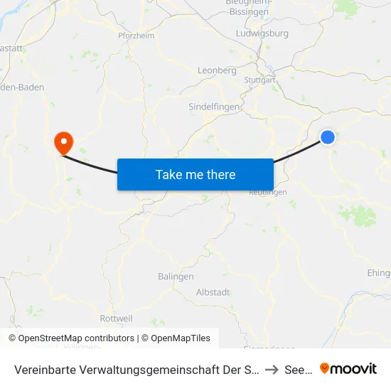 Vereinbarte Verwaltungsgemeinschaft Der Stadt Kirchheim Unter Teck to Seewald map