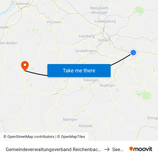 Gemeindeverwaltungsverband Reichenbach An Der Fils to Seewald map