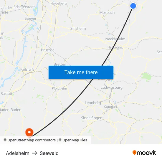 Adelsheim to Seewald map