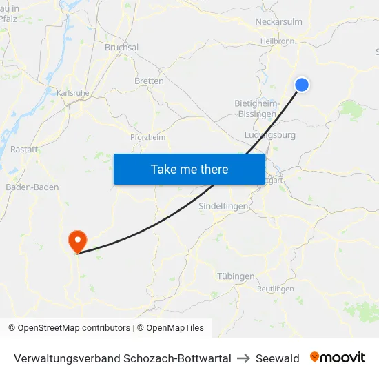 Verwaltungsverband Schozach-Bottwartal to Seewald map