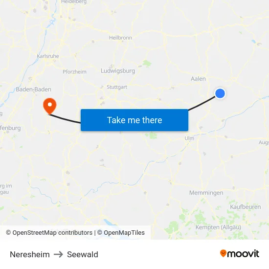 Neresheim to Seewald map