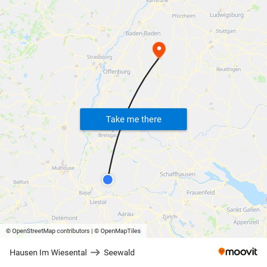 Hausen Im Wiesental to Seewald map