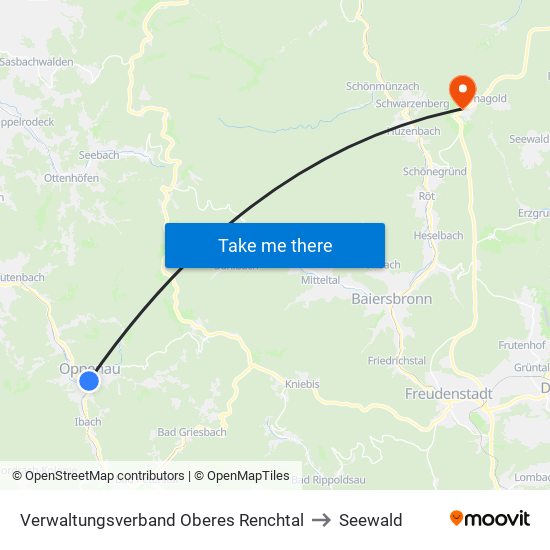 Verwaltungsverband Oberes Renchtal to Seewald map