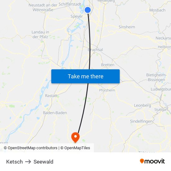 Ketsch to Seewald map