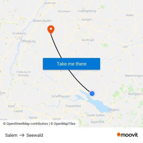 Salem to Seewald map