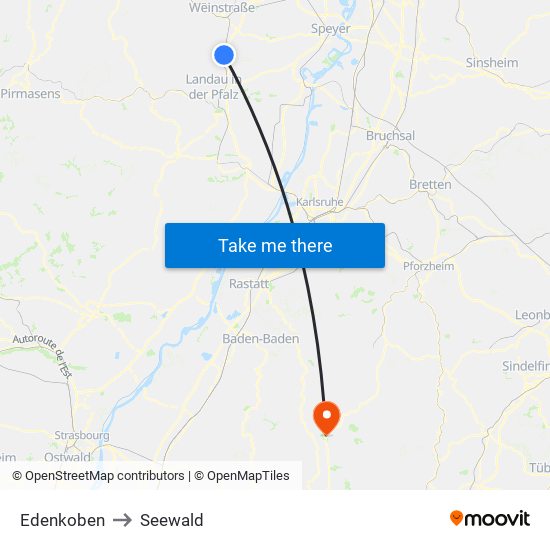 Edenkoben to Seewald map