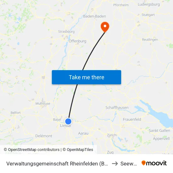 Verwaltungsgemeinschaft Rheinfelden (Baden) to Seewald map