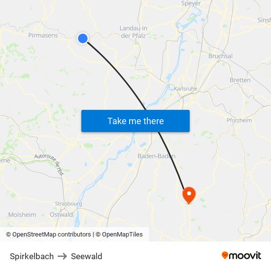 Spirkelbach to Seewald map