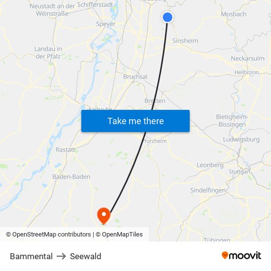 Bammental to Seewald map