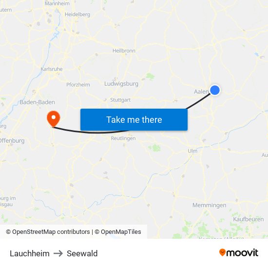 Lauchheim to Seewald map