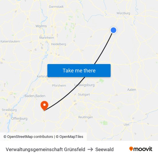 Verwaltungsgemeinschaft Grünsfeld to Seewald map