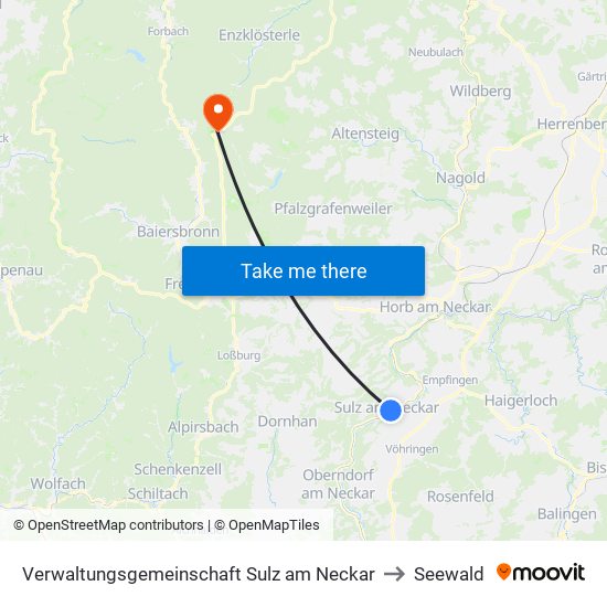 Verwaltungsgemeinschaft Sulz am Neckar to Seewald map