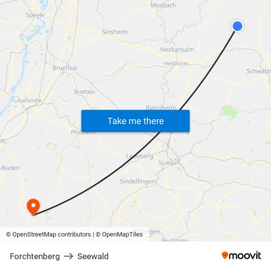 Forchtenberg to Seewald map